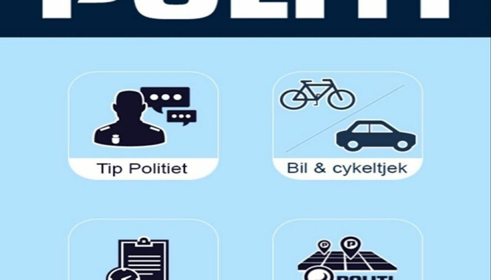 Sådan ser forsiden på politiets app ud. Foto: Screenshot. Sådan ser forsiden på politiets app ud. Foto: Screenshot.