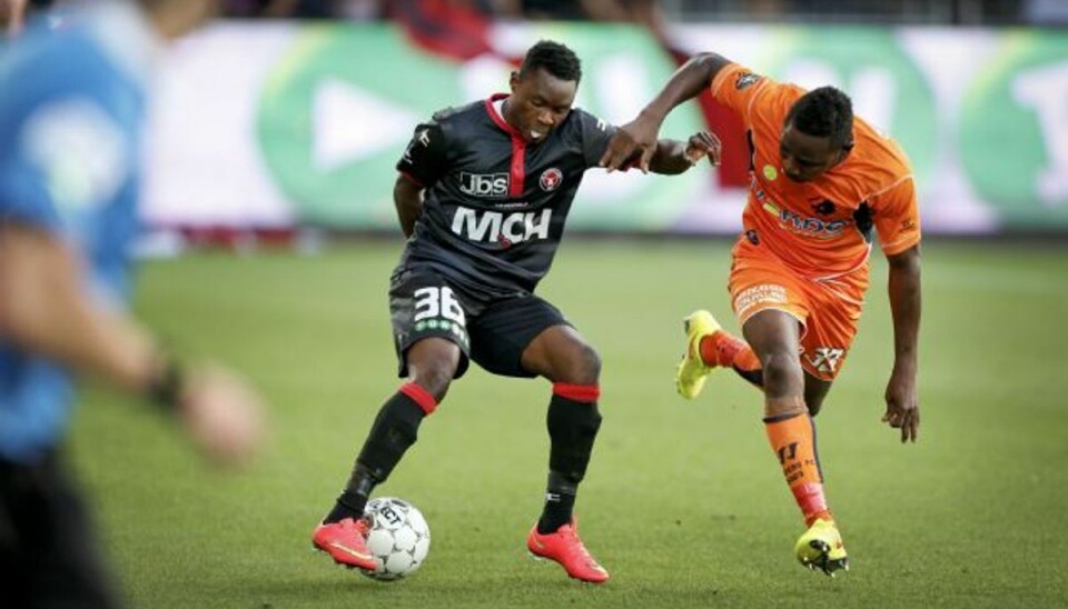FCM risikerer skrækmodstandere i EL-playoff FC Midtjylland og Pione Sisto (tv.) kan trække nogle af de store europæiske hold ved fredagens lodtrækning til Europa League. Foto: ANDERS BROHUS/POLFOTO