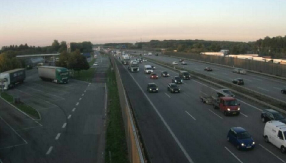 15 minutters forsinkelse på motorvej Der er forlænget rejsetid på motorvejen efter et uheld tidligere tirsdag morgen. Foto: Vejdirektoratet.