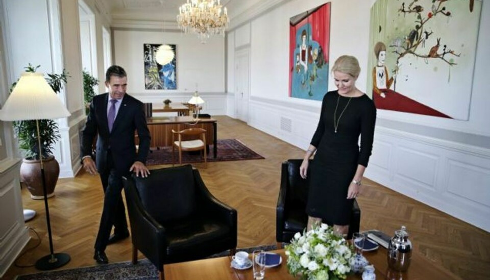 Anders Fogh Rasmussen var på besøg hos Statsminister Helle Thorning-Schmidt under hans besøg som Natos generalsekretær. Foto: JENS DRESLING/POLFOTO