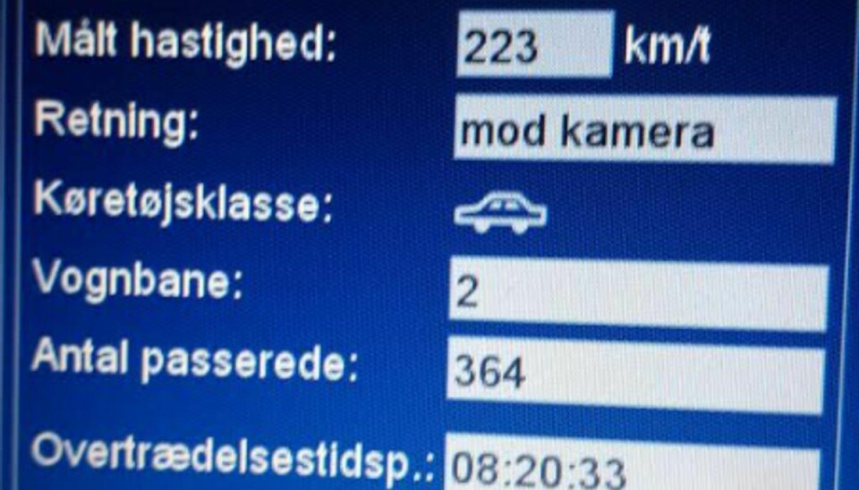 Det var klokken 8.20 lørdag morgen bilisten i den svensk-indregistreret BMW blev blitzet. Foto: Fyns Politi.
