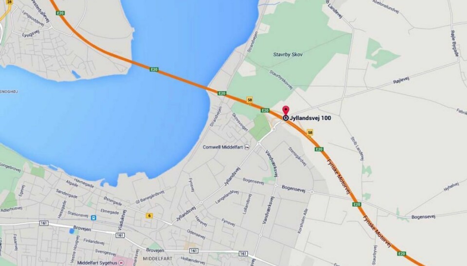 En ny bro i Middelfart tages i morgen aften i brug. Foto: Google Maps.