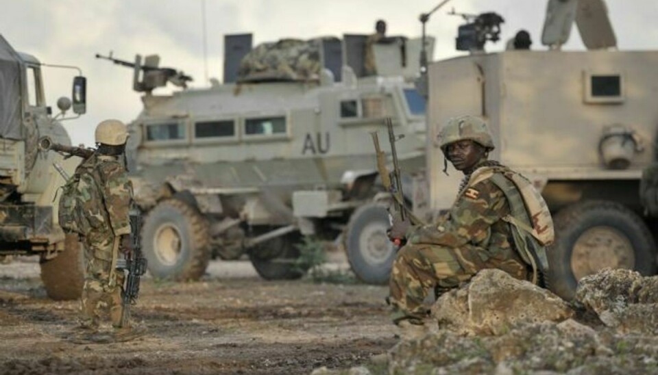 I dette foto fra søndag ses styrker fra Den Afrikanske Union, der kæmper mod al-Shabaab i Somalia. Foto: Tobin Jones/AP