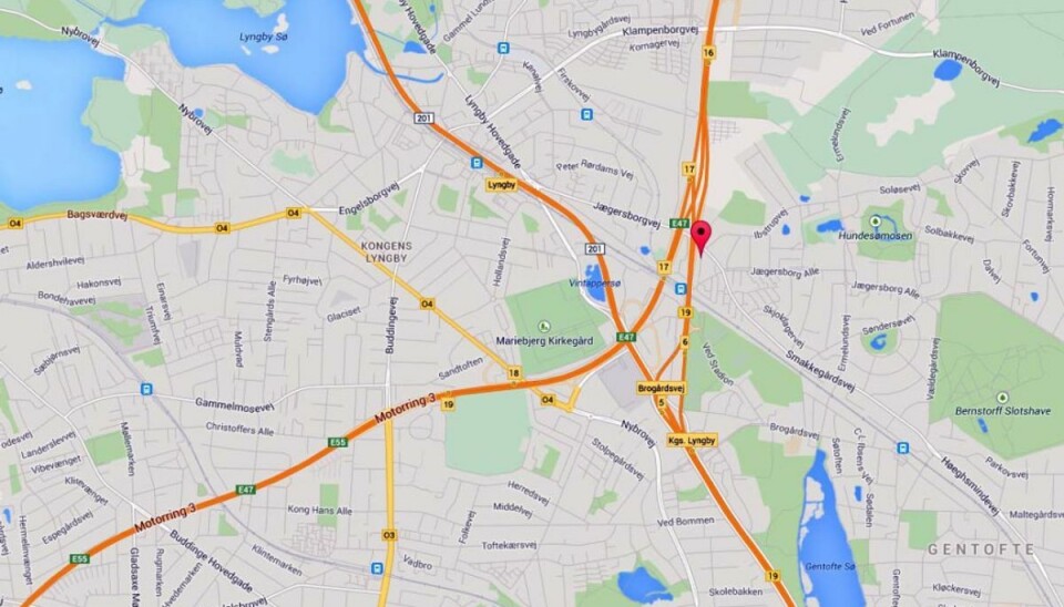 Lysende blotter på spil igen Den lysende blotter har igen været på spil Gentofte. Foto: Google Maps.