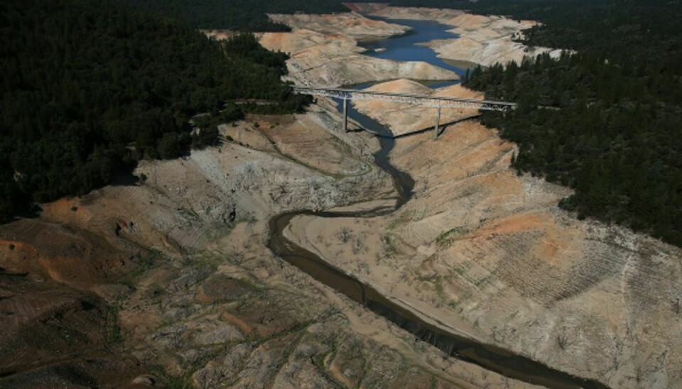 Søen Lake Oroville i Californien har mistet cirka to tredjedele af sine vandmasser på grund af tørke. Foto: Getty Images