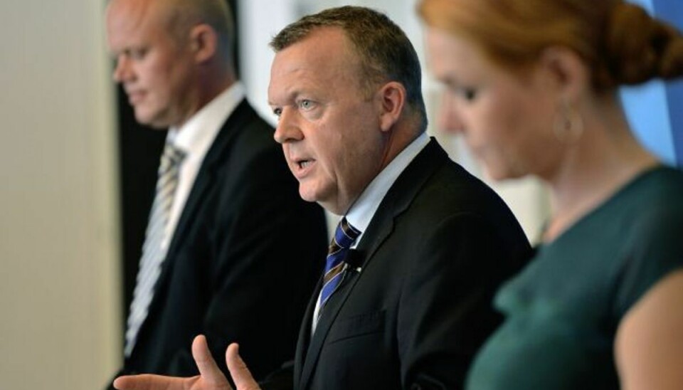 V: Bandekriminalitet skal give dobbelt straf Venstres Peter Christensen, Lars Løkke Rasmussen og Inger Støjberg præsenterede i dag flere politiske forslag. Foto: MIK ESKESTAD/POLFOTO