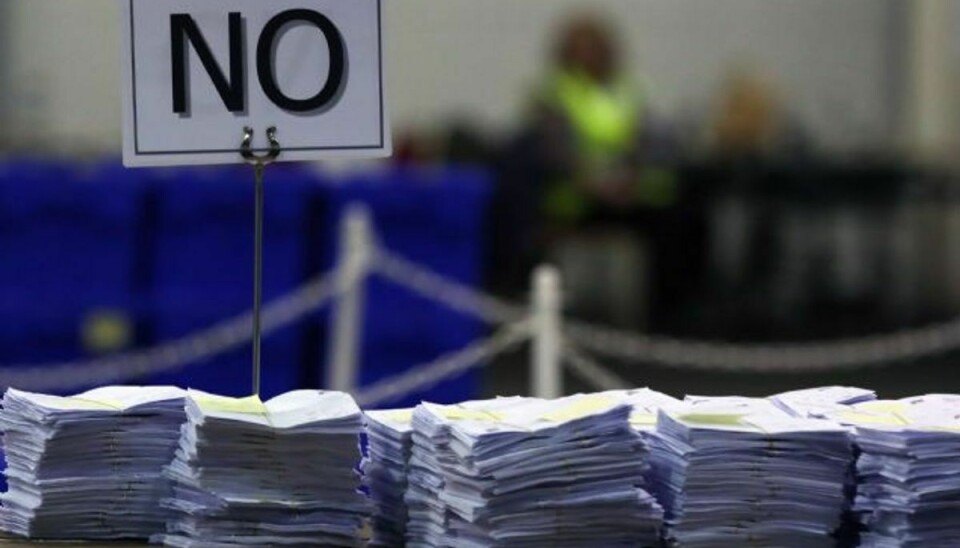Vælgerne i Skotland har sagt nej til at løsrive sig fra det over 300 år gamle fællesskab med Storbritannien. Foto: David Cheskin/AP
