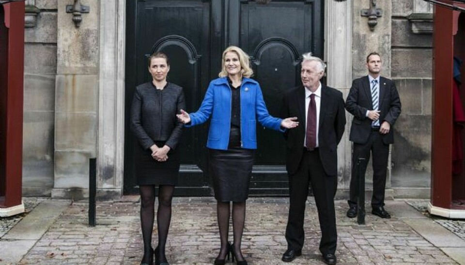Henrik Dam Kristensen og mette frederiksen præsenteres som nye ministre af helle Thorning Schmidt. Foto: NIELS HOUGAARD/POLFOTO