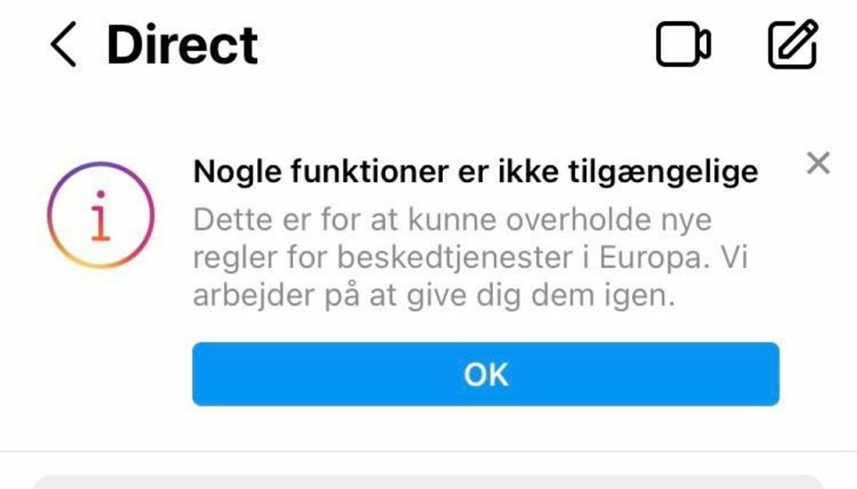 Disse funktioner er fjernet Har du også fået beskeden? Foto: Screenshot