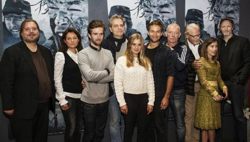 Castet fra DR-satsningen “1864”. Fra venstre: Nicolas Bro, Sidse Babett Knudsen, Jens Sætter-Lassen, Ole Bornedal, Marie Tourell Søderberg, Jakob Oftebro, Søren Malling, Bent Mejding, Sarah Sofie Boussnina og Lars Mikkelsen. Foto: DITTE VALENTE/POLFOTO