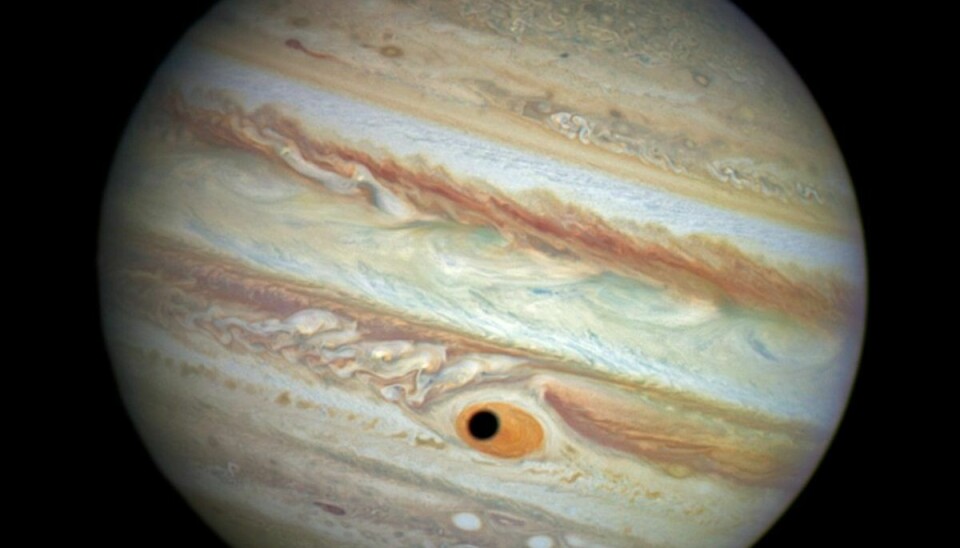 Jupiter så i et kort øjeblik ud til at have fået et øje. Foto: Nasa